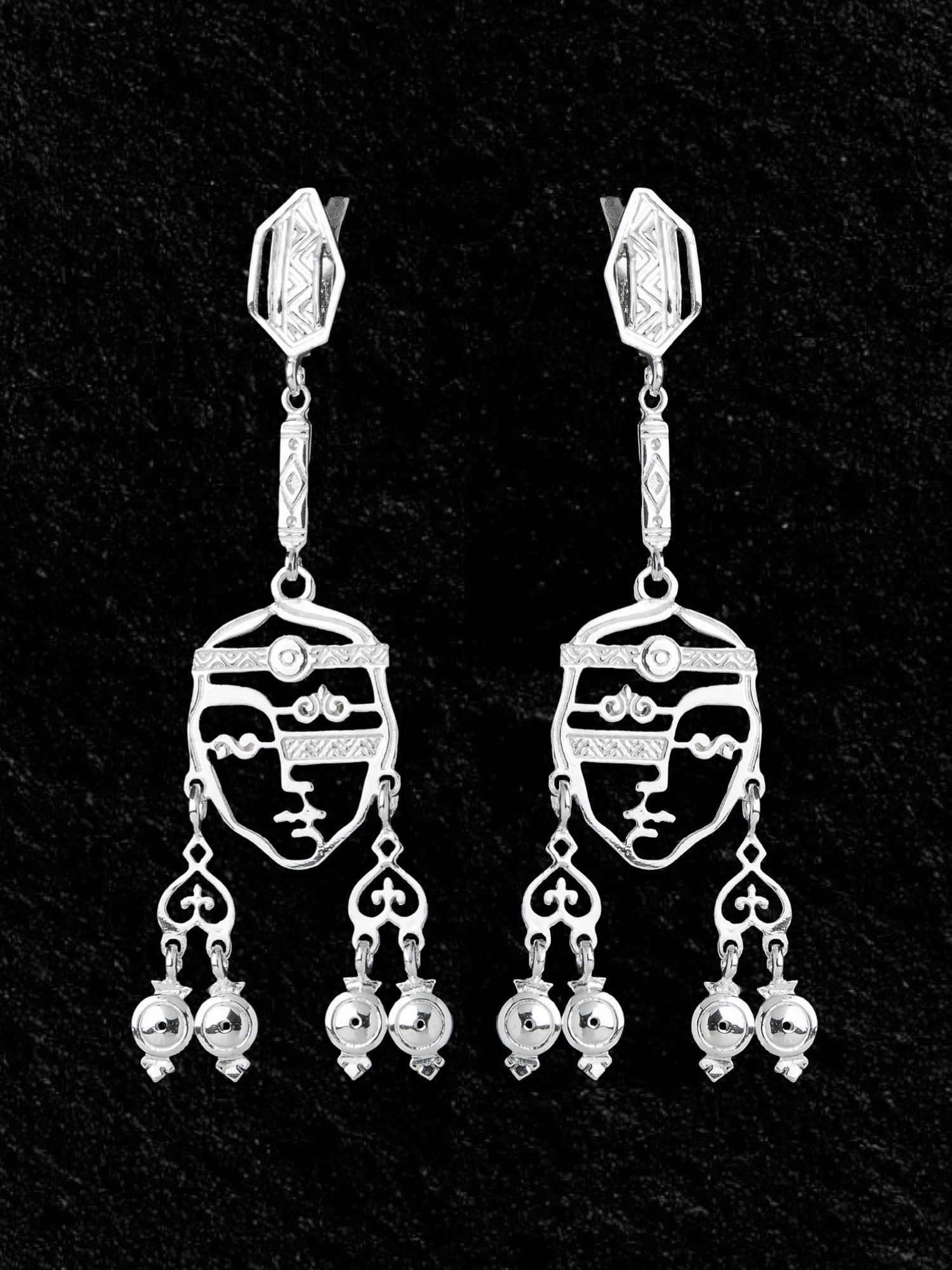 Серьги из серебра Якутская девушка Лицо Этника