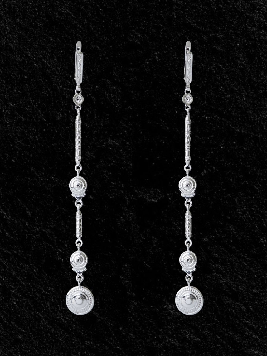 Серьги серебряные длинные Палочки Обереги