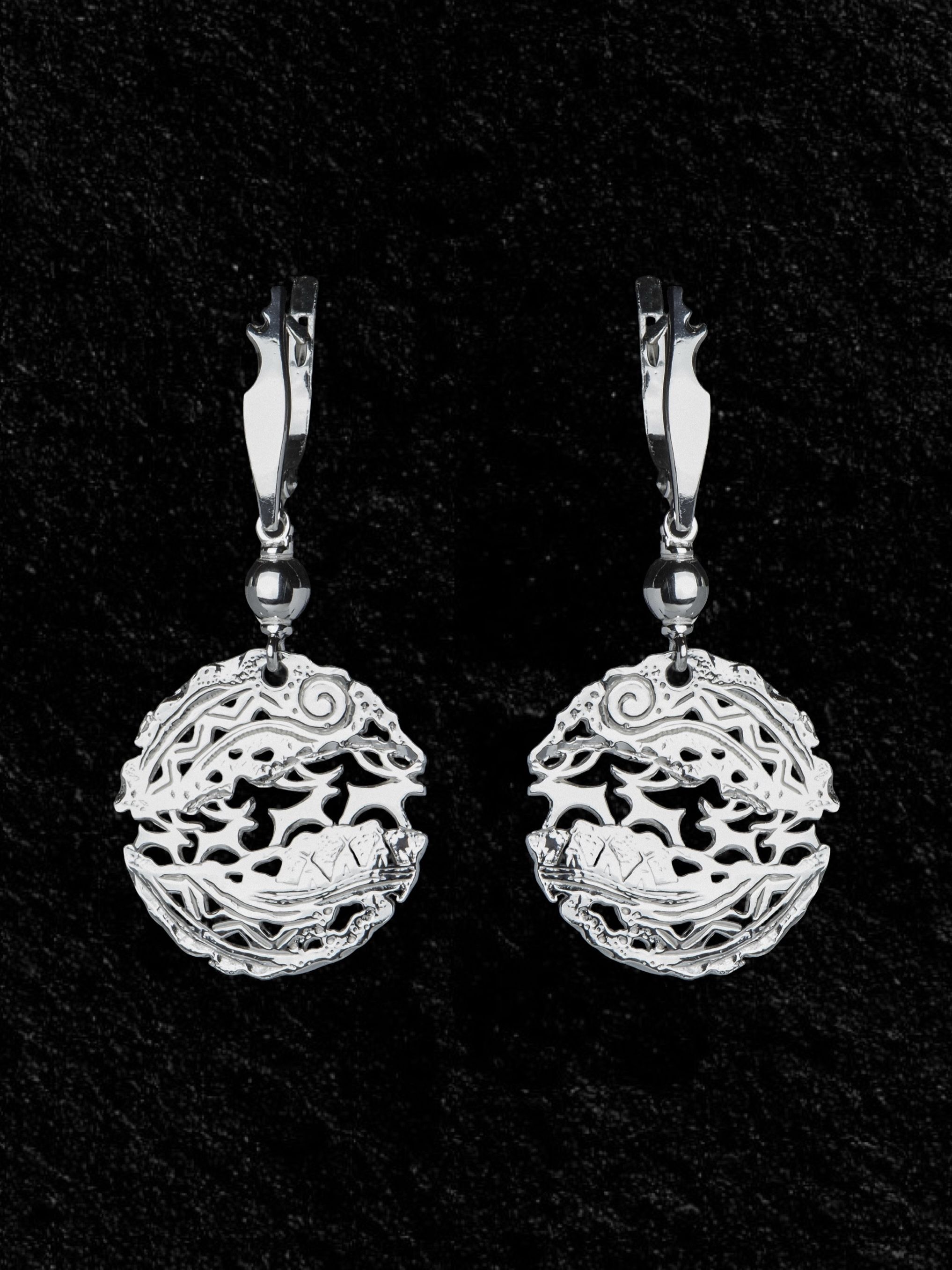 Серьги серебряные этнические Олени