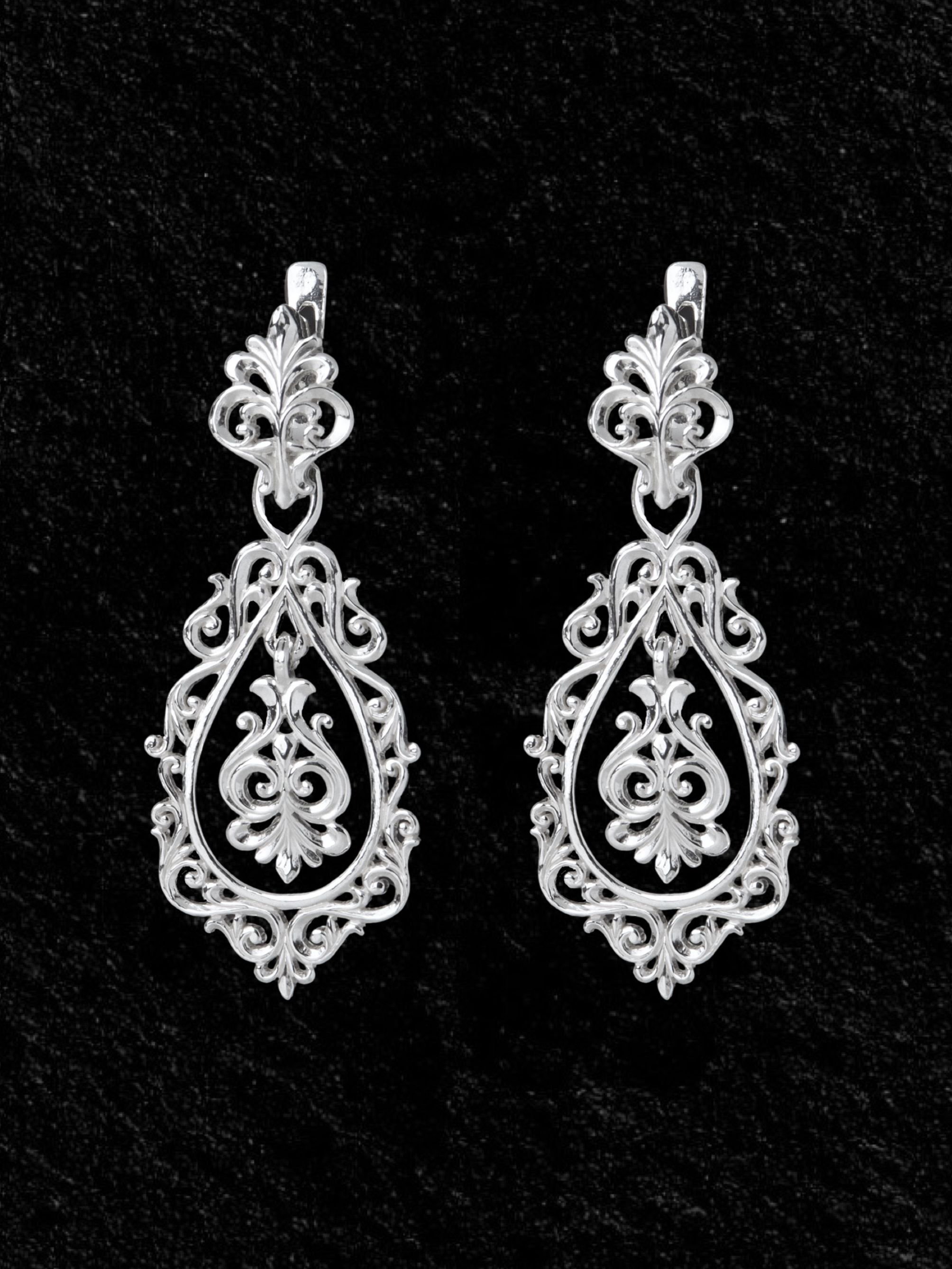 Серьги серебряные этнические Якутский узор