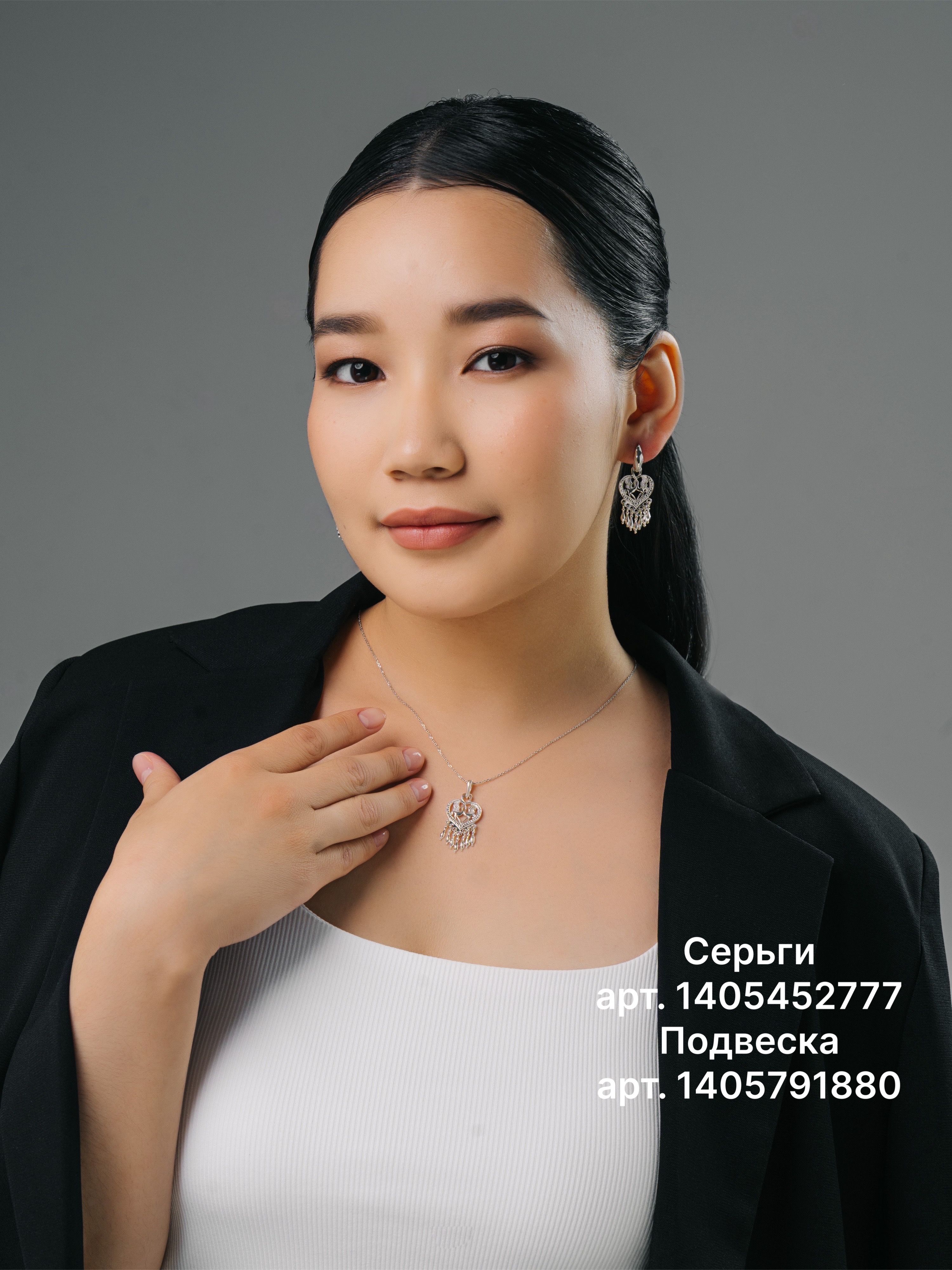 Серьги серебряные якутские трансформеры Сердечки Птицы